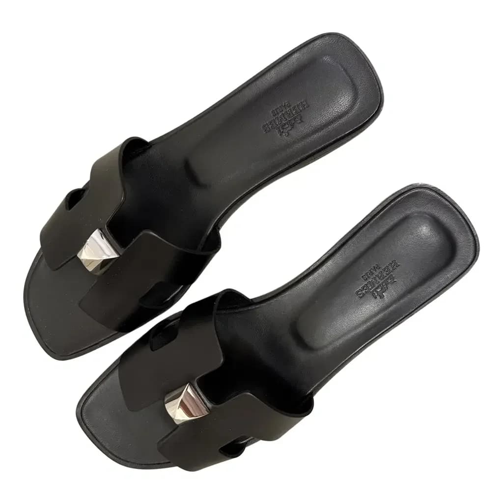 Hermès Sandals, black and silver