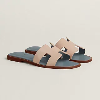 Hermès Oran sandals, blue and beige