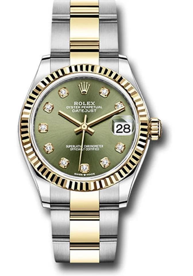 Rolex Datejust 31, steel and gold, olive green diamond dial